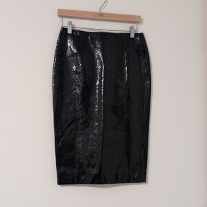 Ralph Lauren Purple Label Glossy Black Pencil Skirt